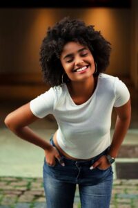 black woman smiling