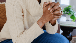 a praying woman